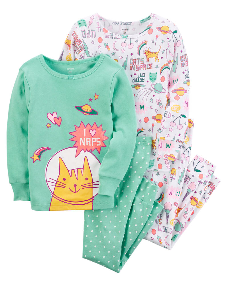 Carter/'s Kitty Cat Snug Fit cotton footed Pajamas NWT Chooose Size 24M or 2T